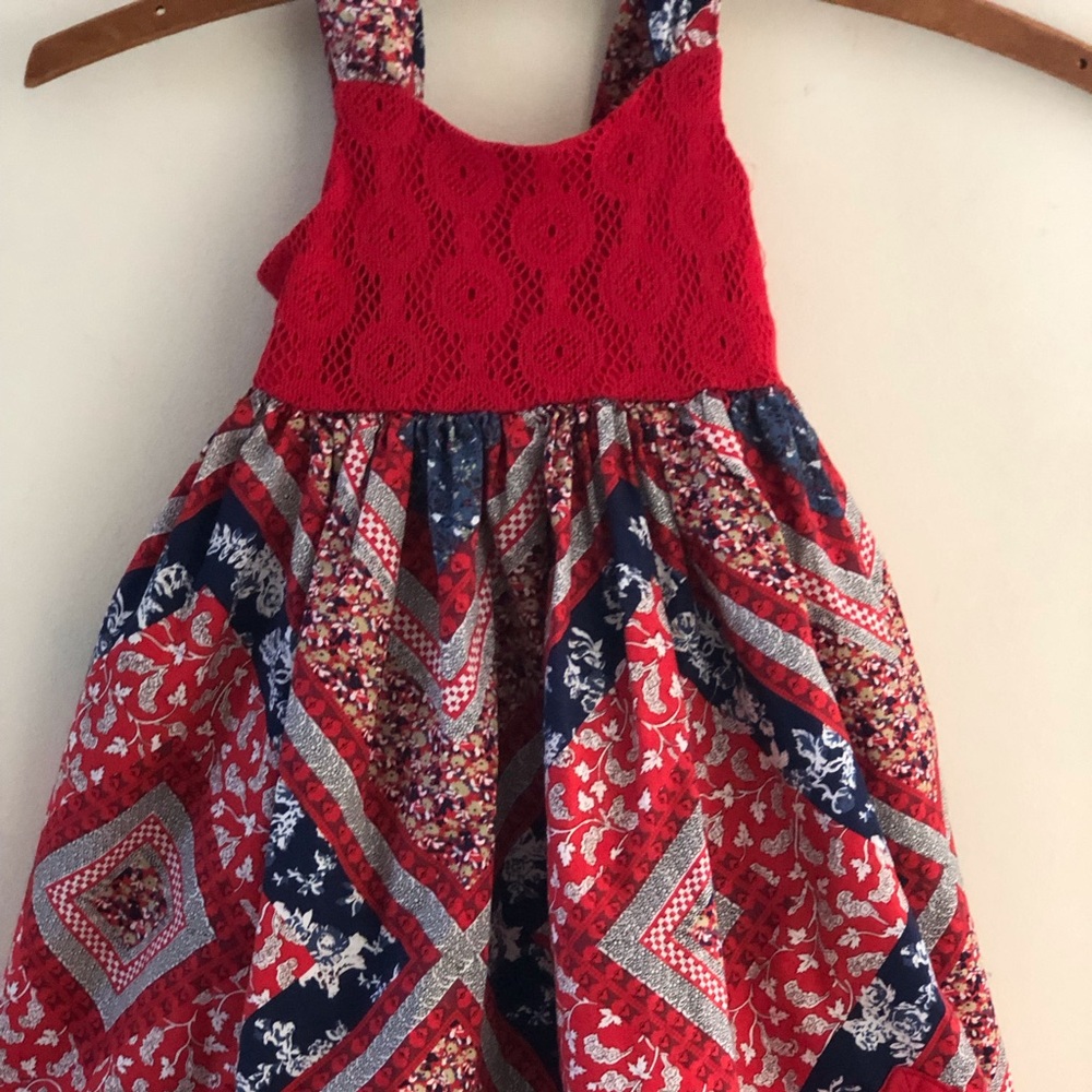 Red White Blue Scarf Dress 18 Month Excellent Condition